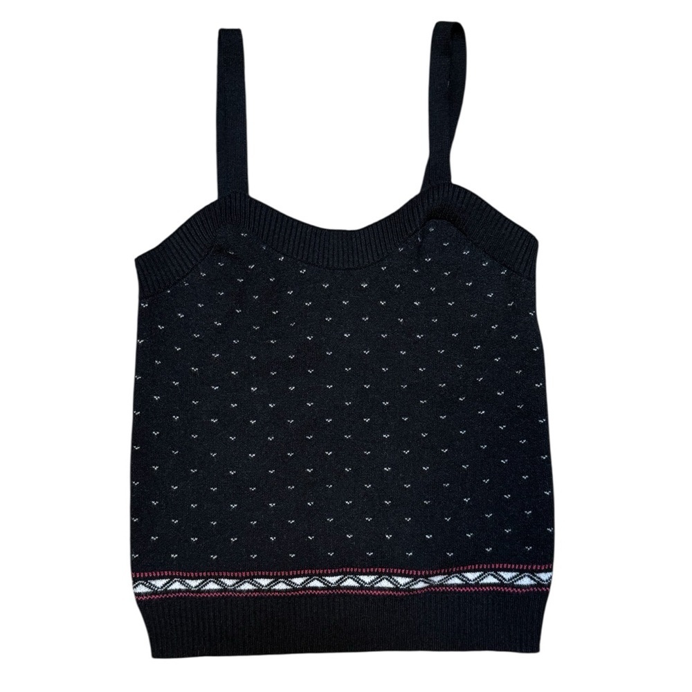 Anthropologie Maeve Knit Tank Top Cropped Size S Black Spackle Blue Viscose